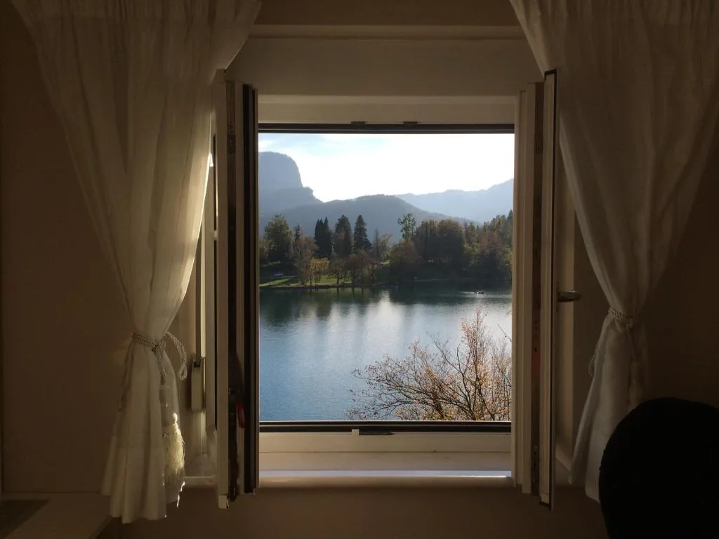 Lake view through the window of the suite