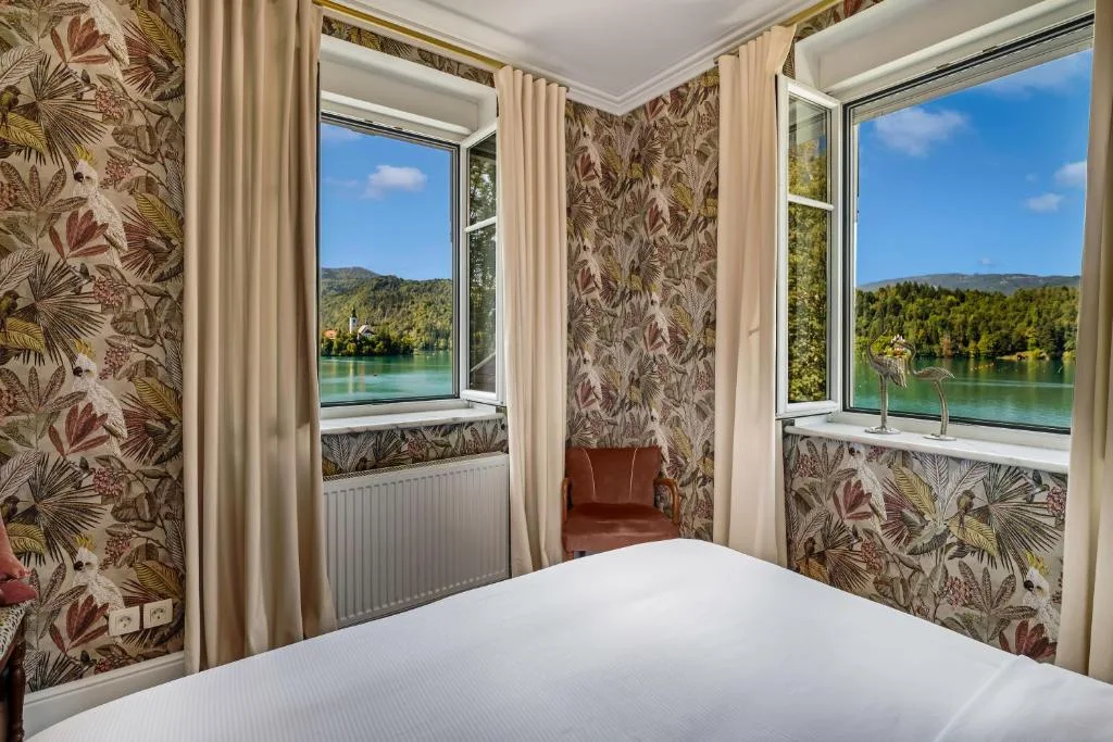 Lake and castle views from the Superior Suite bedroom